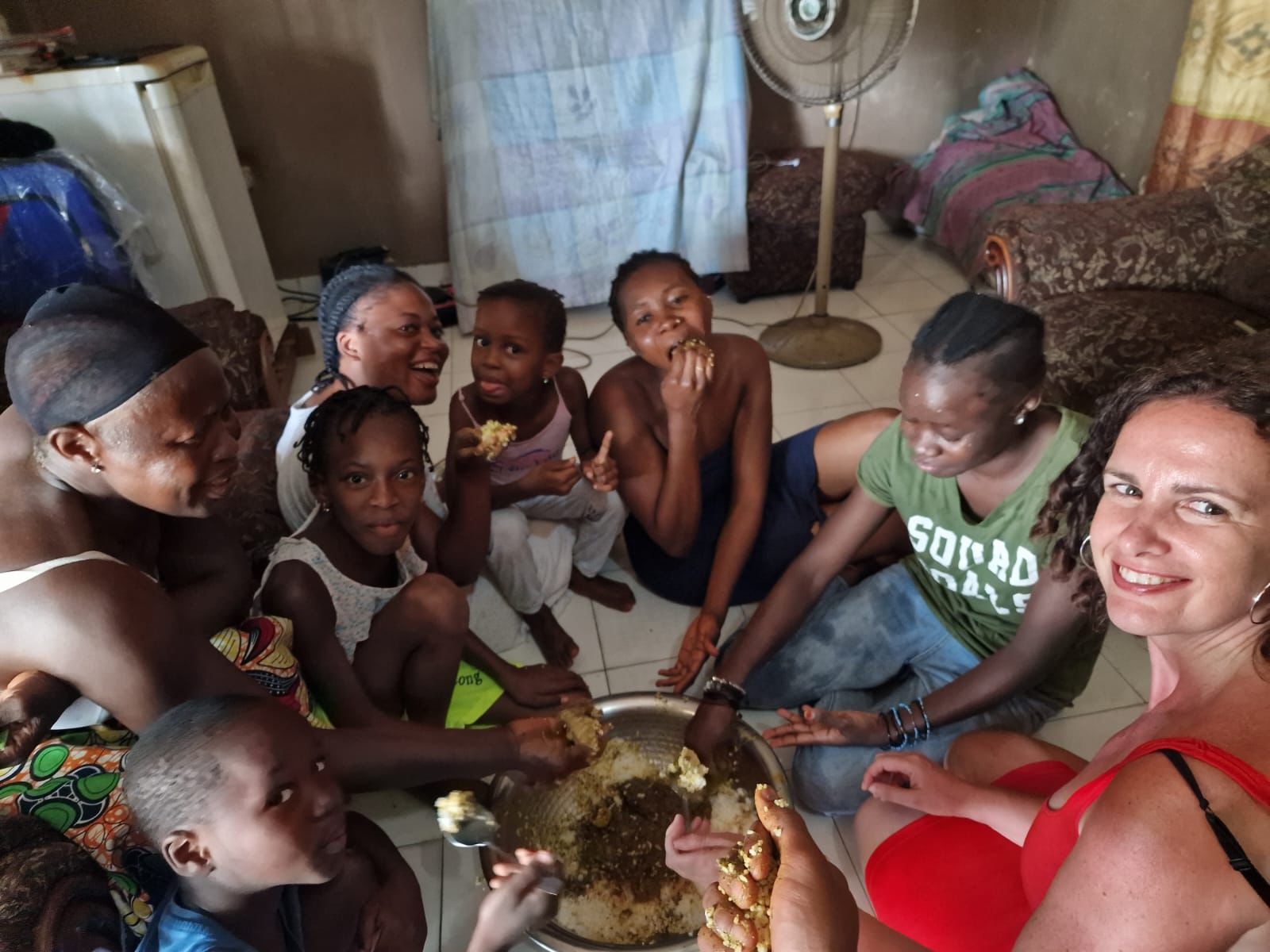 Kids eating in Gambia